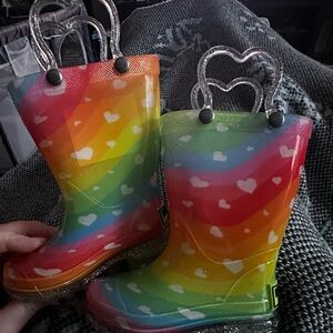 Western Chief Toddler Girls' Heart Waves Rain Boots size 5